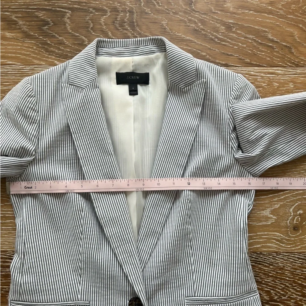 J.Crew Gray & White Striped Seersucker Blazer Jacket sz.0